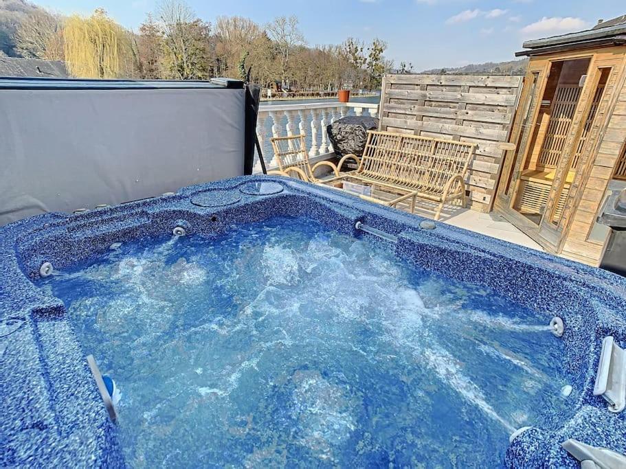 Vue Sur Meuse Avec Jacuzzi Et Sauna Exterieur. Yvoir Eksteriør billede