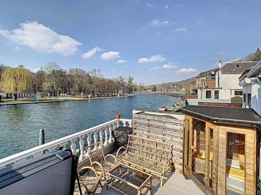 Vue Sur Meuse Avec Jacuzzi Et Sauna Exterieur. Yvoir Eksteriør billede